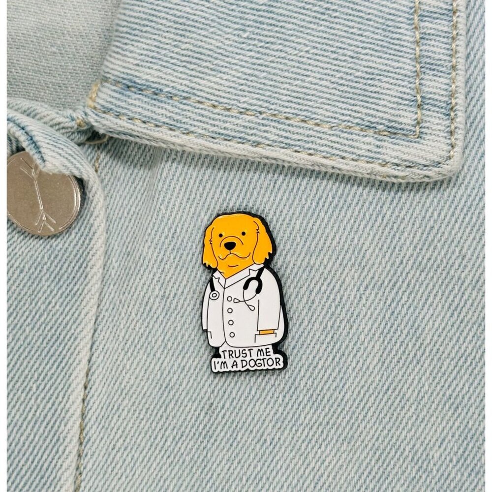 ☀️TRUST ME I'M A DOGTOR Enamel Pin Dog Doctor Cute Cartoon Brooch medical badges
